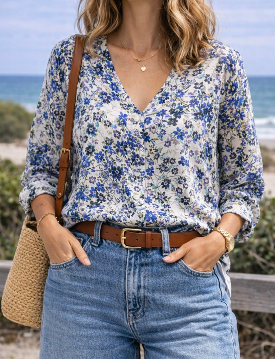 Blouse fluide imprimé fleuri T.38 oversize