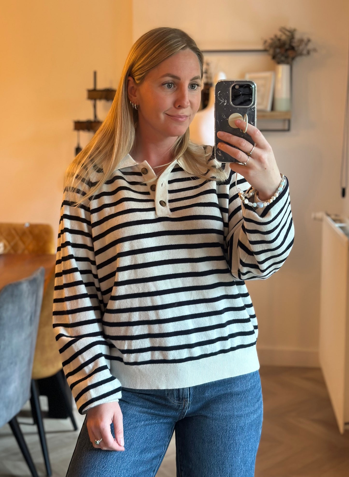 Pull rayé col polo laine T.38