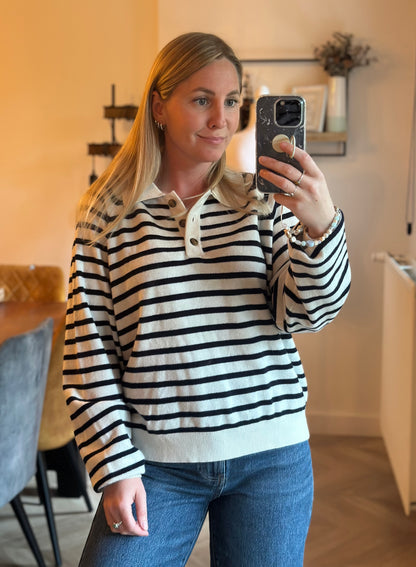 Pull rayé col polo laine T.38