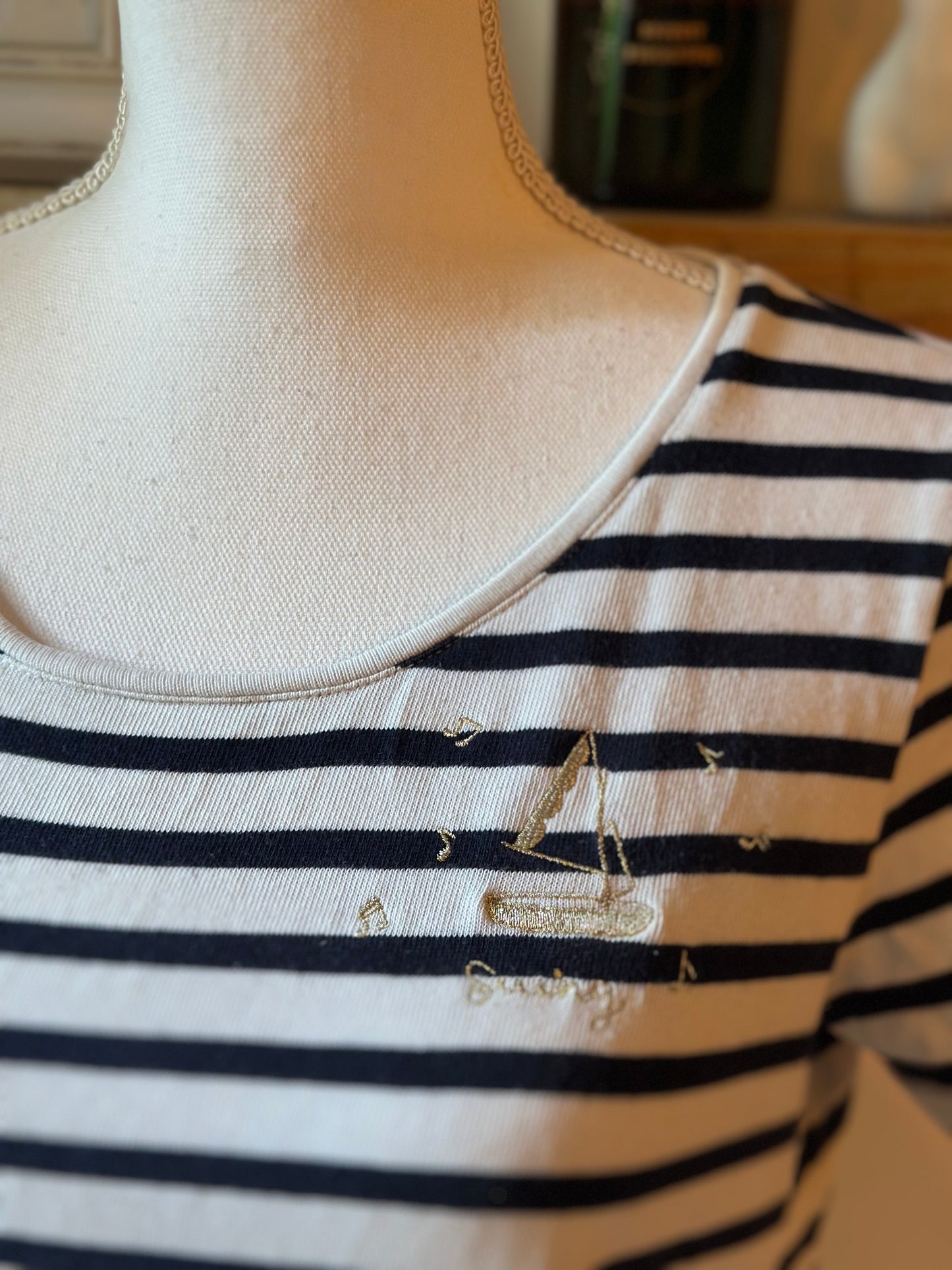 T-shirt marinière broderie bateau en coton T.36