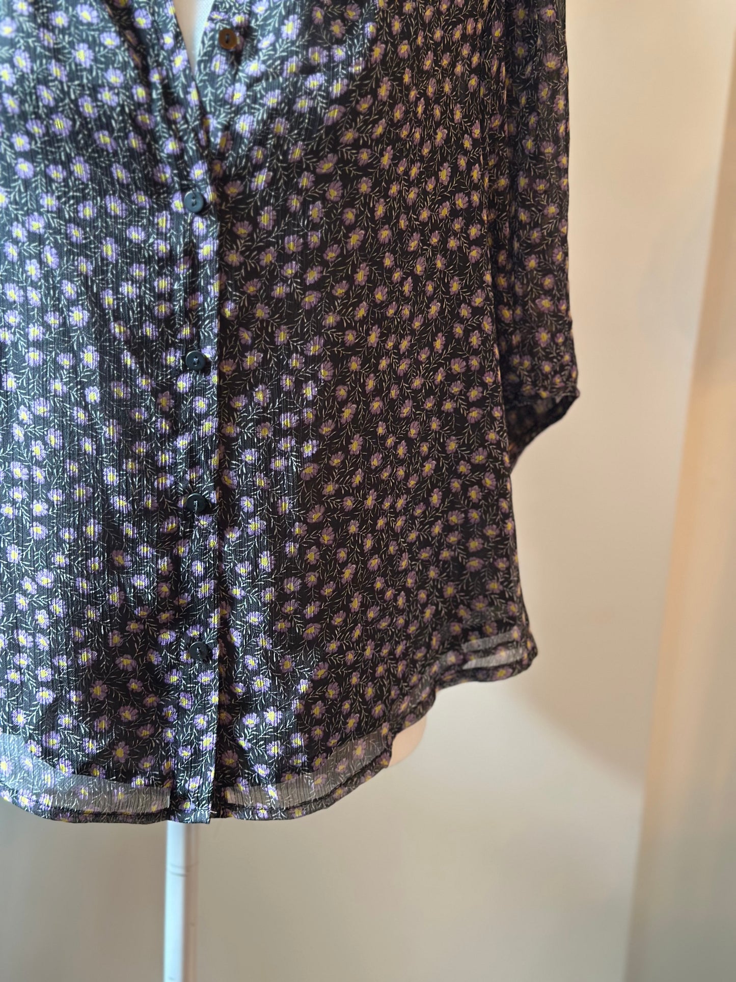 Blouse fluide motifs fleuris lila T.38