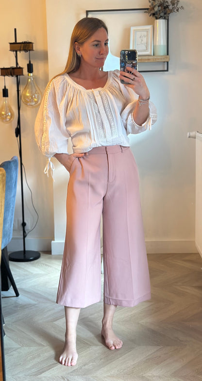 Pantalon large rose poudré T.34