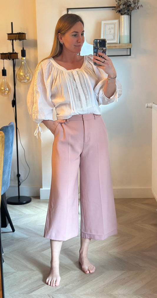 Pantalon large rose poudré T.34