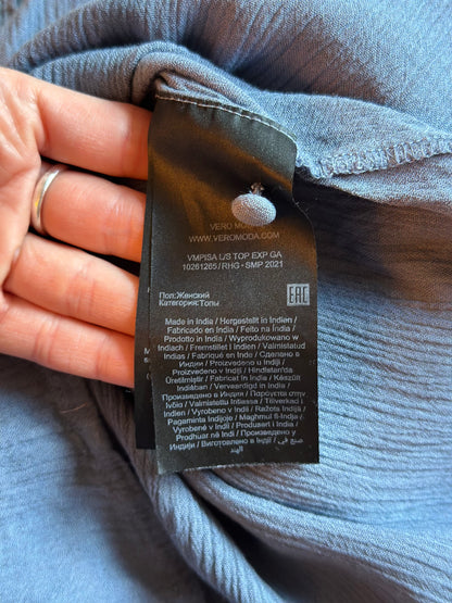 Blouse fluide bleue texturée T.36