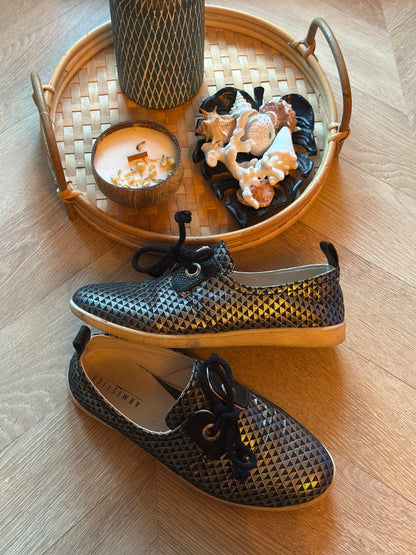 Derbies imprimé géométrique noir argenté P.37