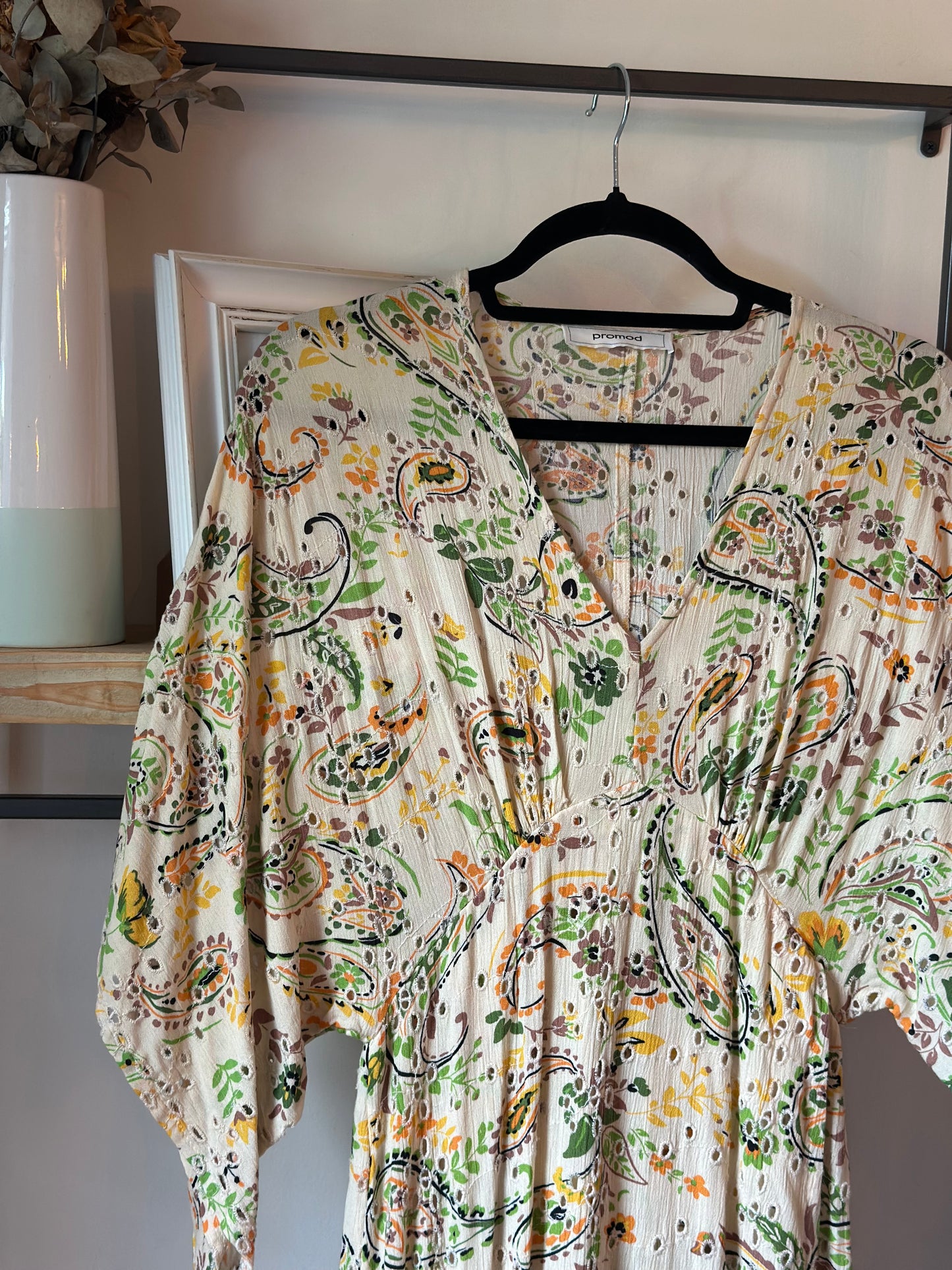 Robe longue imprimé fleuri et cachemire T.34