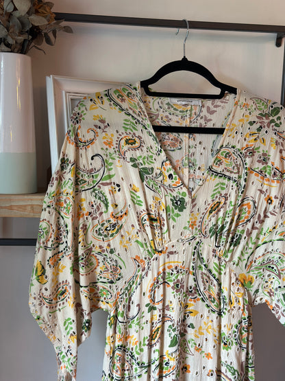 Robe longue imprimé fleuri et cachemire T.34