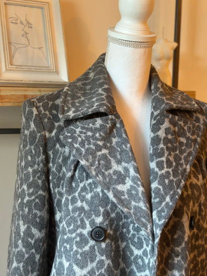 Manteau imprimé léopard laine mélangée T.38