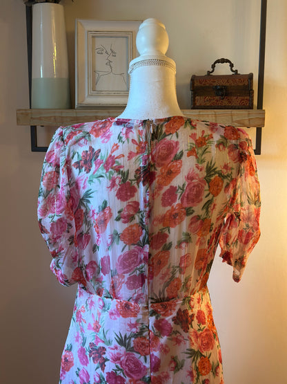 Robe longue fleurie à fils lurex T.38