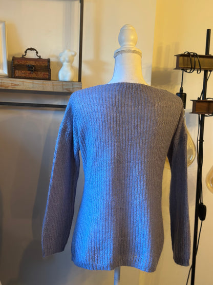 col V maille fine bleu lavande T.38