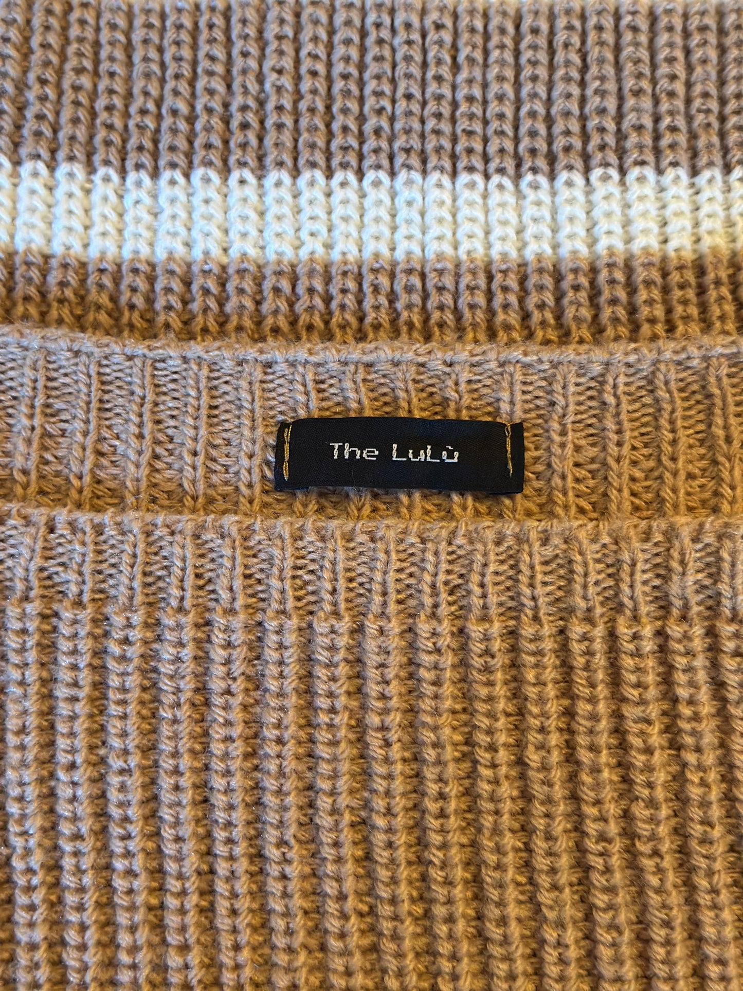 Pull marinière oversize beige rayé blanc T.U (42 au 48)