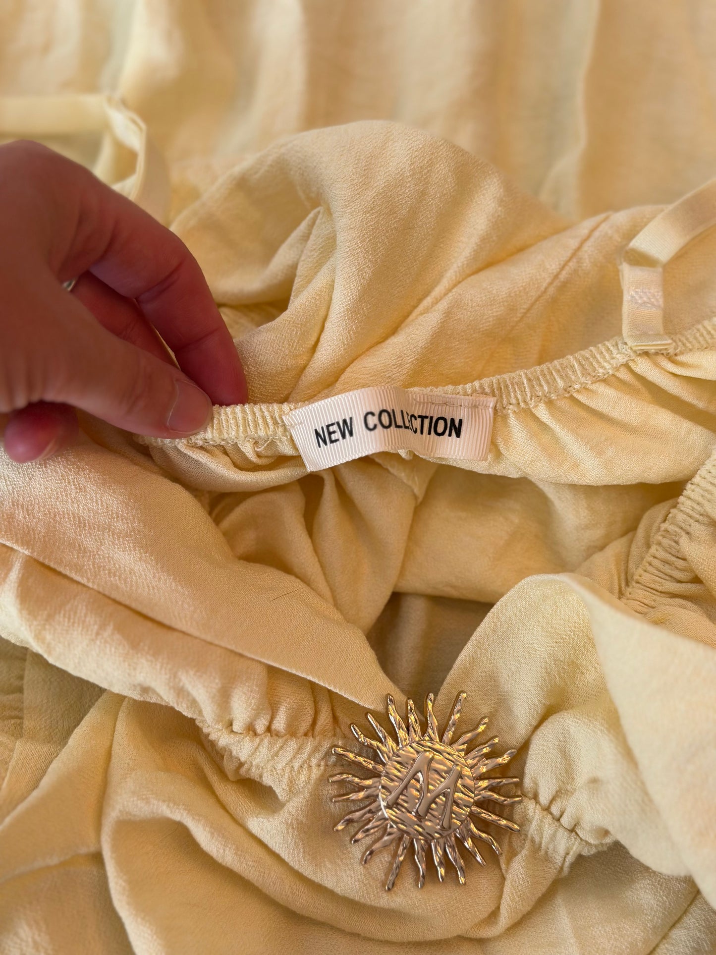 Robe à bretelles Made in Italy jaune clair en viscose T.U