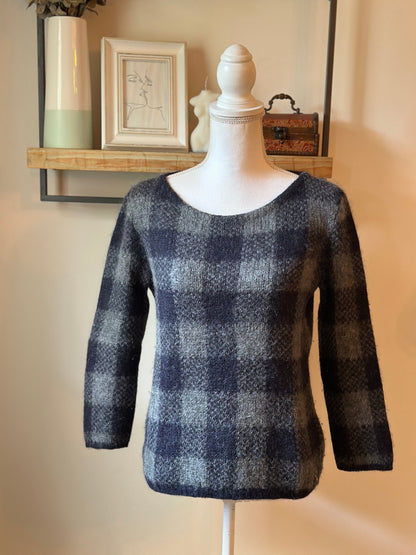 Pull à carreaux en mohair et alpaga T.38