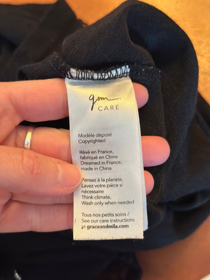 T-shirt noir à empiècements dentelle T.36