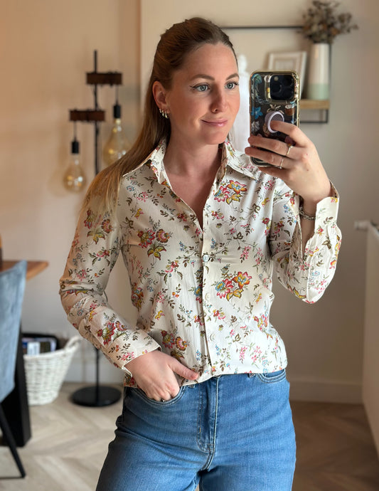 Chemise imprimé fleuri en coton T.34