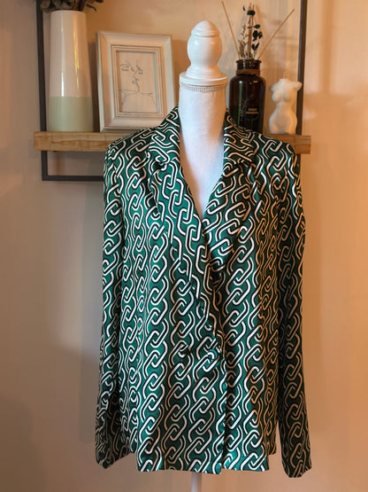 Chemise blazer imprimé chaînes vert T.38
