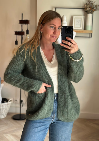 Gilet Delise vert clair mohair laine T.36