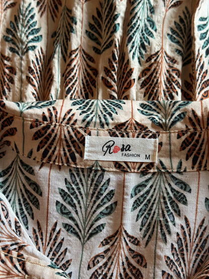 Robe longue imprimé feuillage en coton T.38