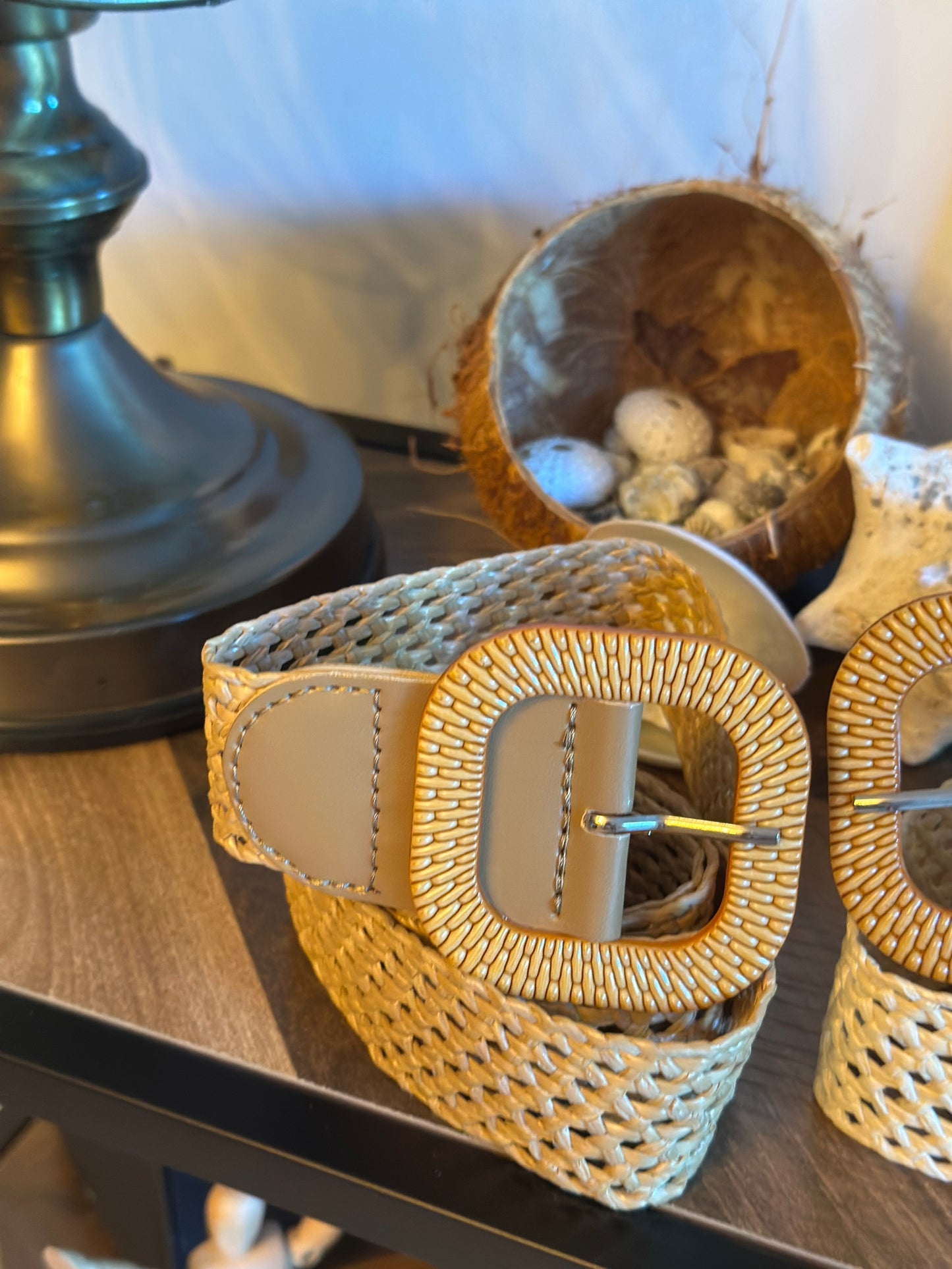 Ceinture bohème tressée – beige ou crème – neuve, ajustable