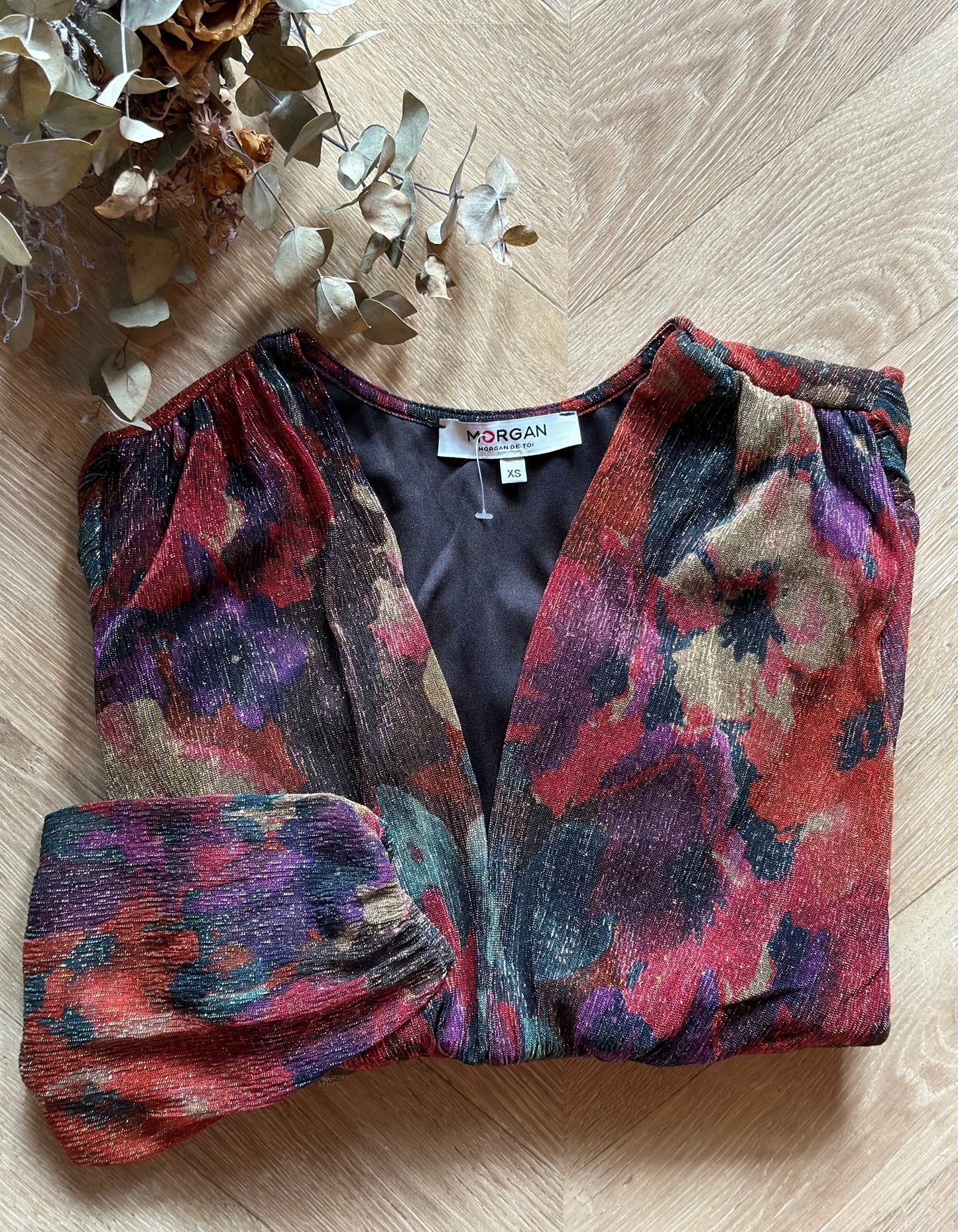 Blouse irisée imprimé floral coloré T.34