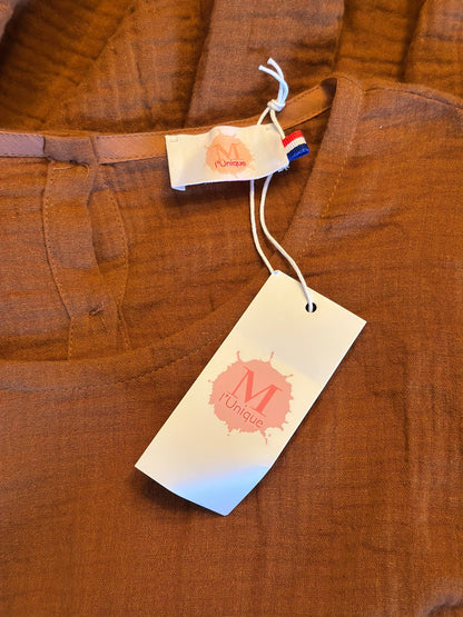 Robe gaze de coton cognac neuf avec étiquette fabriqué en France T.38