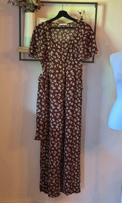 Combinaison pantalon fleurie marron T.34