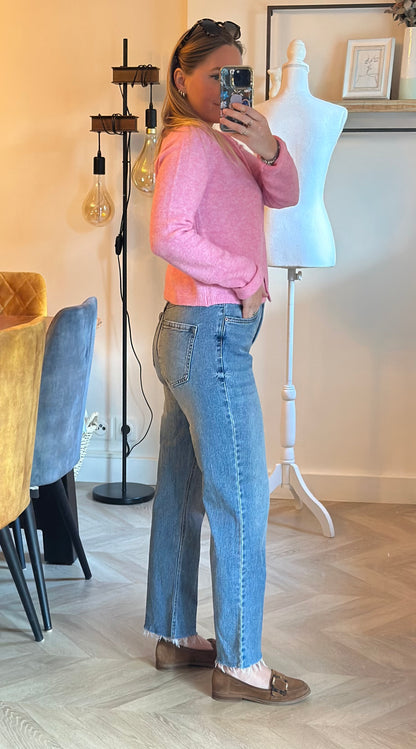 Jean droit cropped denim T.36