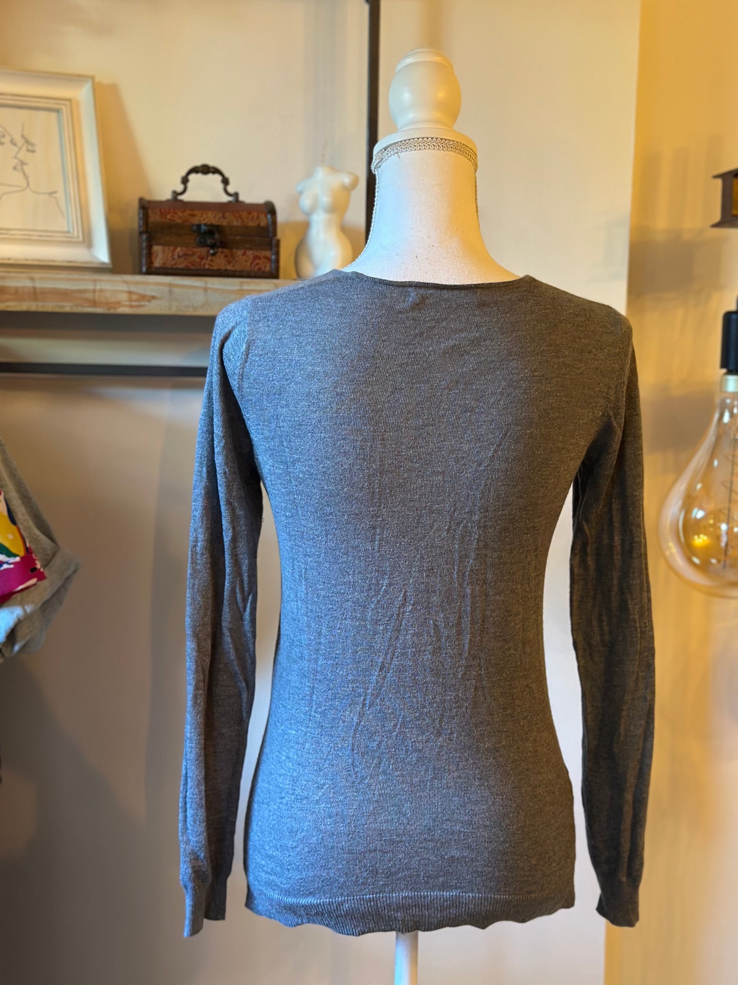 Pull doux gris chiné cachemire T.36