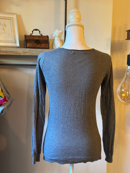 Pull doux gris chiné cachemire T.36