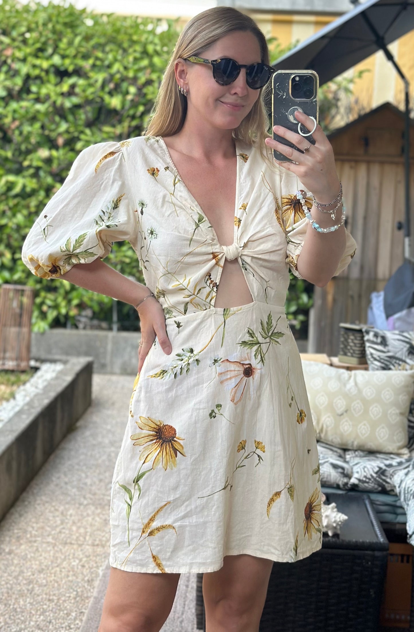 Robe en lin et coton imprimé fleuri T.36