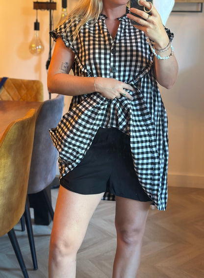 Combishort façon robe vichy noir et blanc T.40