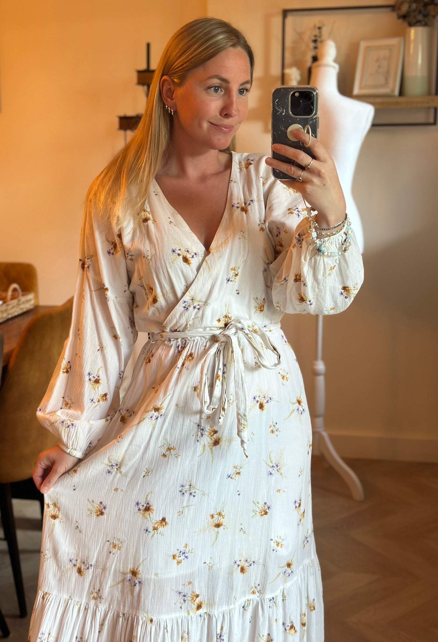 Robe longue fleurie H&M coton T.34/36