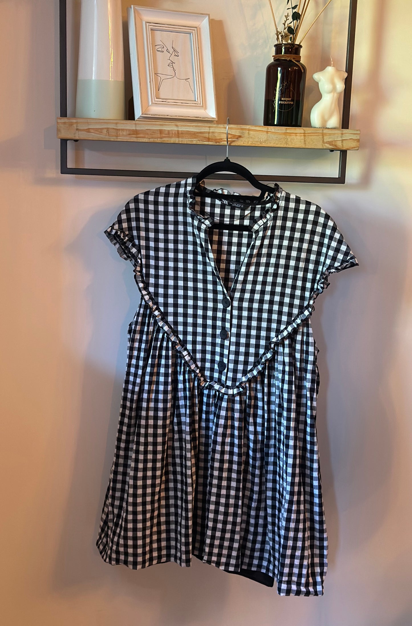 Combishort façon robe vichy noir et blanc T.40