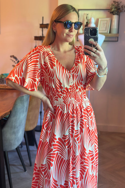 Robe longue imprimé corail T.36/38