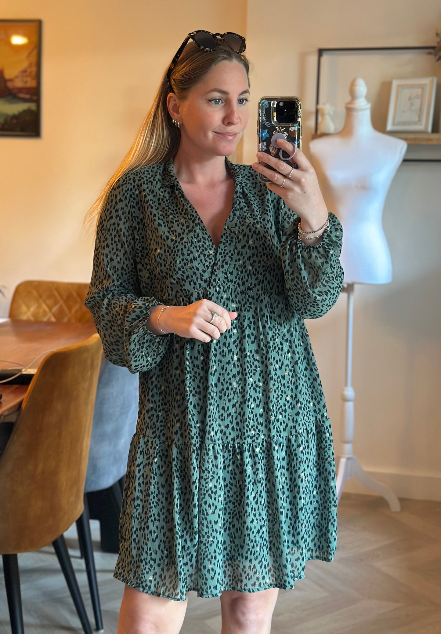 Robe fluide imprimé léopard vert T.36