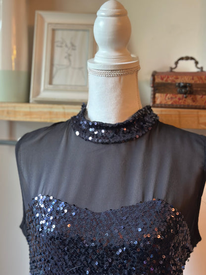 Top sans manches sequins bleu marine T.40