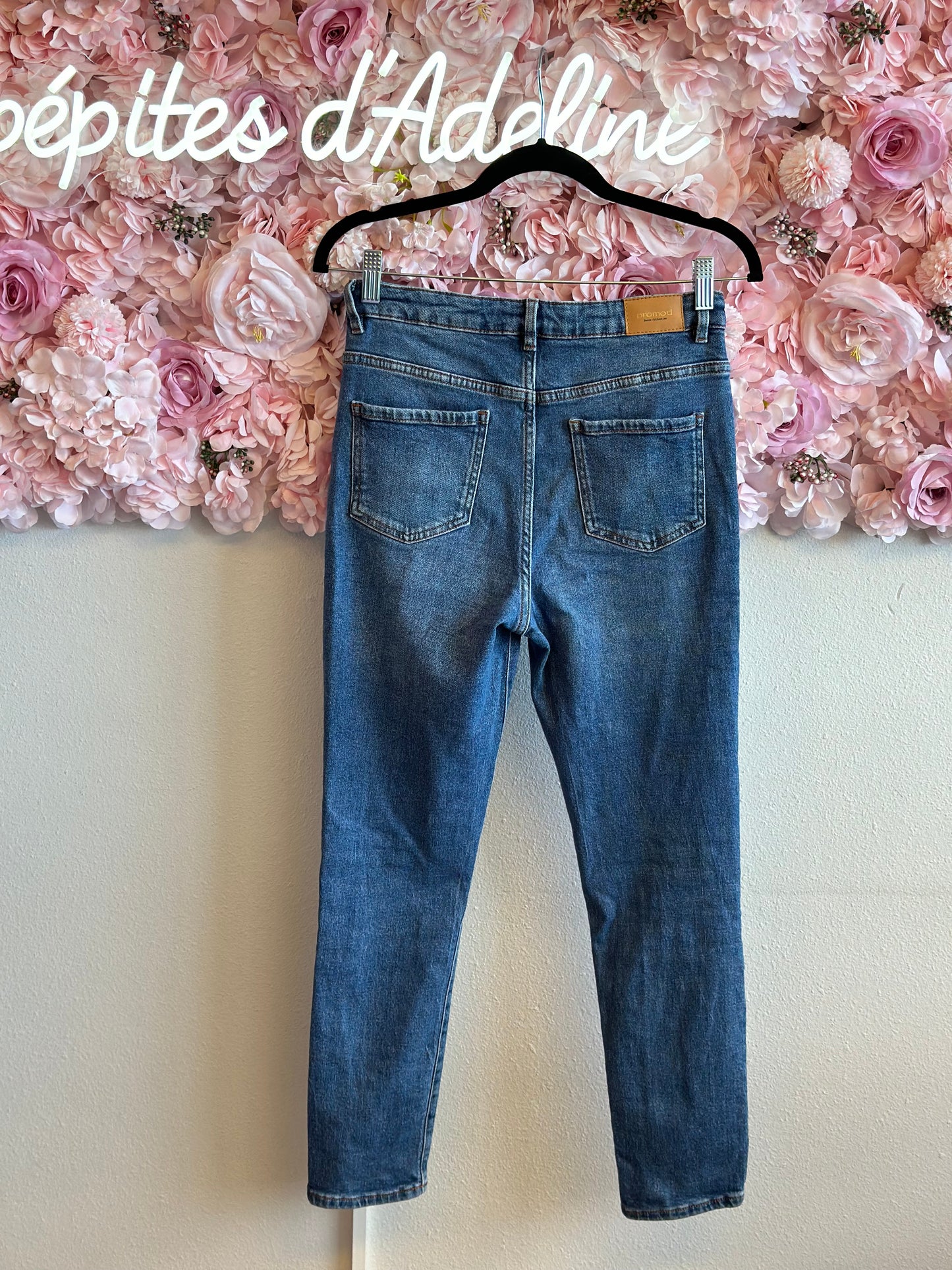 Jean skinny, bleu, taille haute modèle Émilie T.36