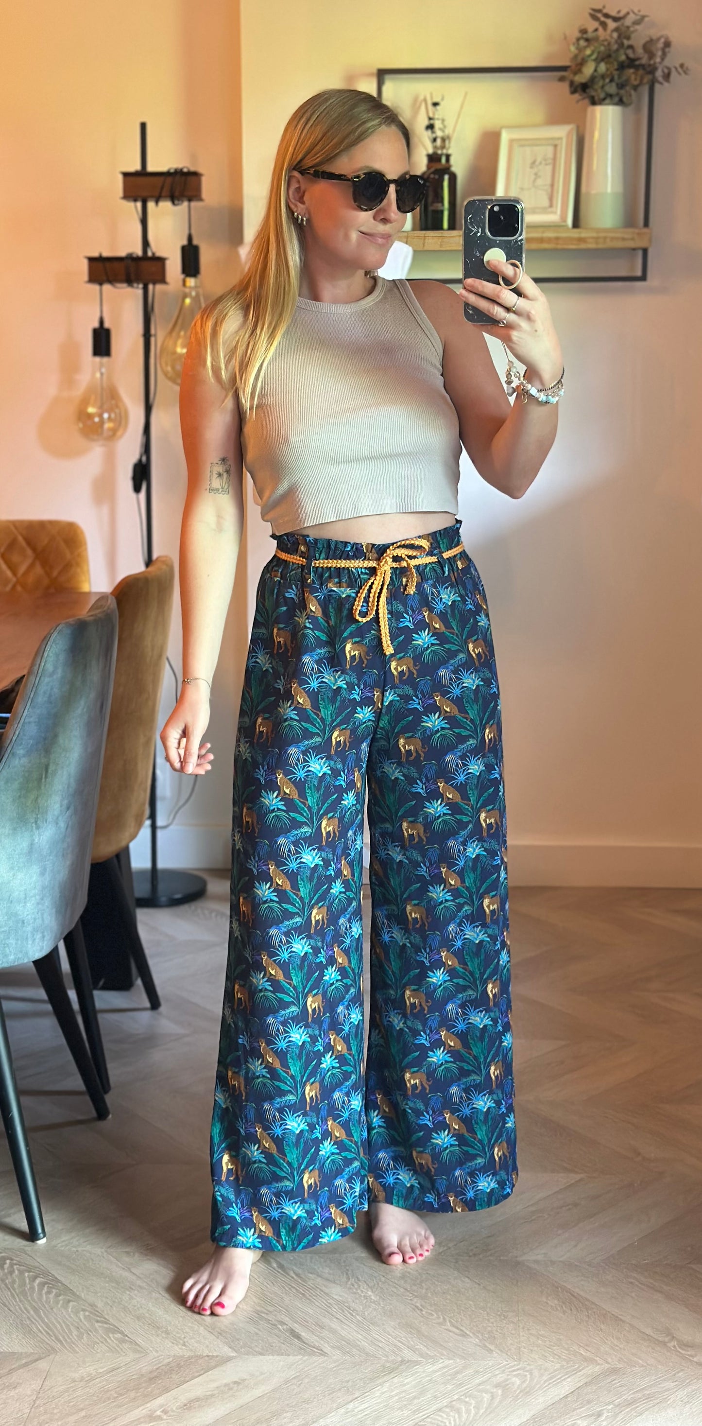 Pantalon fluide large jungle léopard T.36