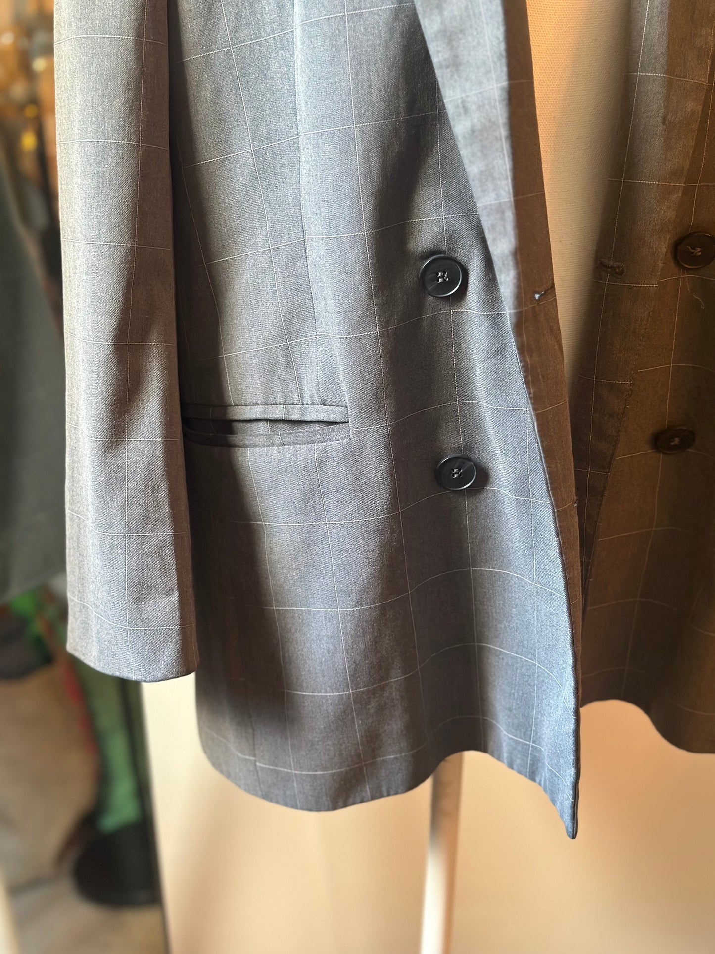 Veste blazer oversize gris à carreaux T.38