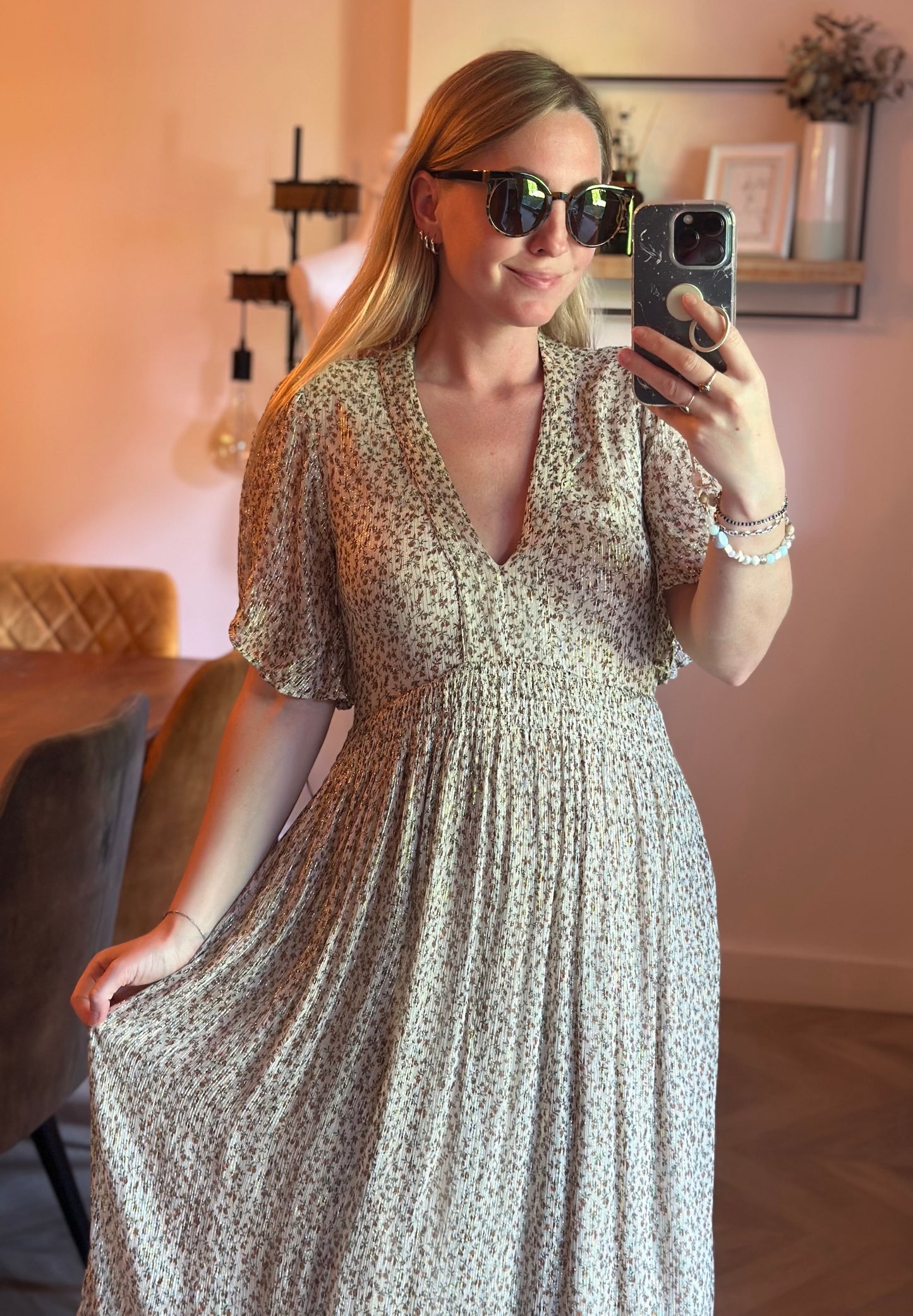 Robe longue plissée fleurie lurex Vanessa Bruno - taille 34