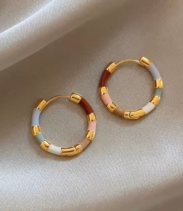 Créoles bambou multicolores en acier inoxydable – diamètre 18 mm