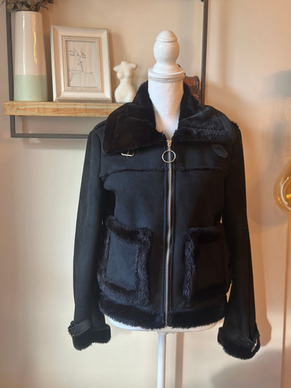 Veste aviateur en velours noir doublée T.34