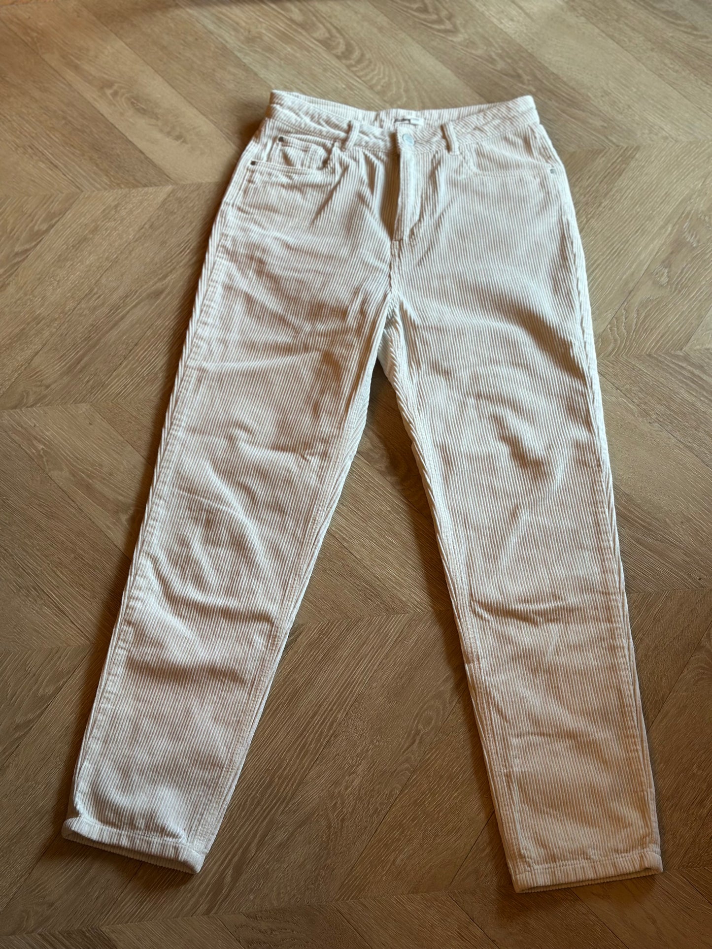 Pantalon droit velours côtelé écru coton T.36