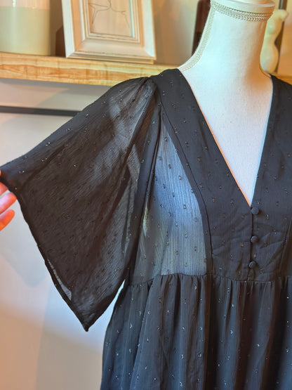 Robe fluide imprimé pois dorés T.38