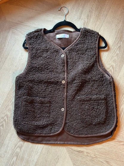 Gilet sans manches marron effet mouton neuf T.36