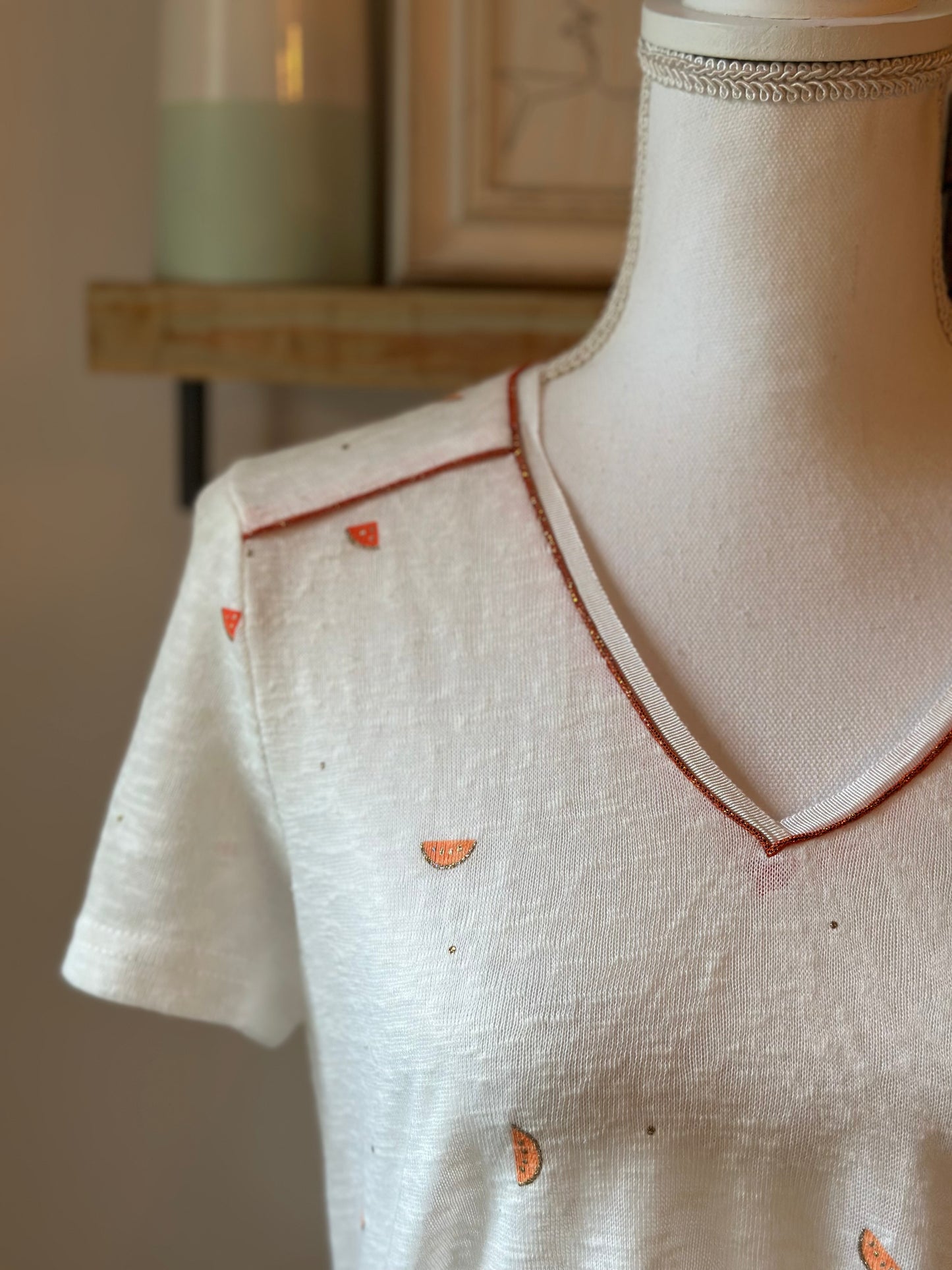 T-shirt blanc motifs pastèque T.40