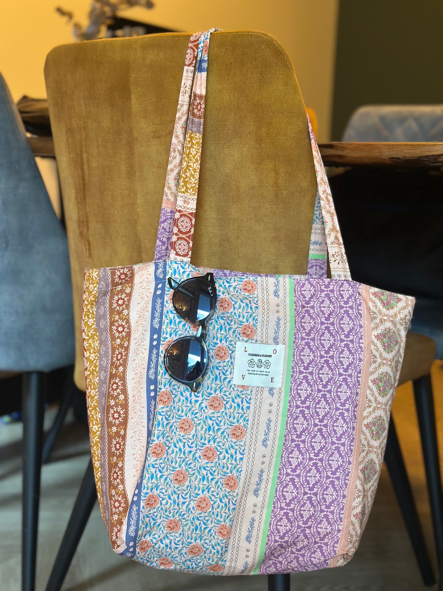 Sac tote bag imprimé fleuri patchwork neuf