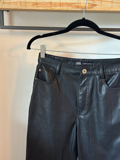 Pantalon droit similicuir noir T.36