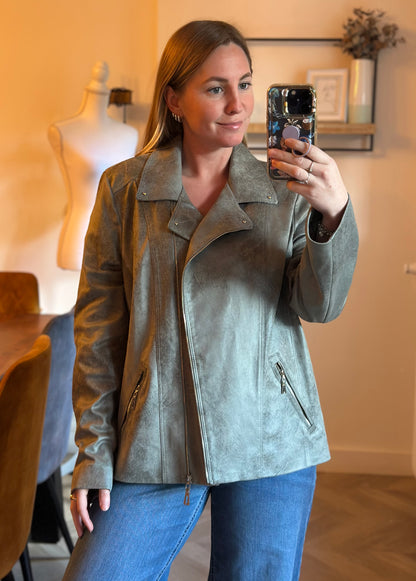 Veste perfecto suédine kaki T.44