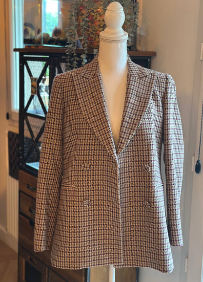 Veste blazer à carreaux pied-de-poule T.38
